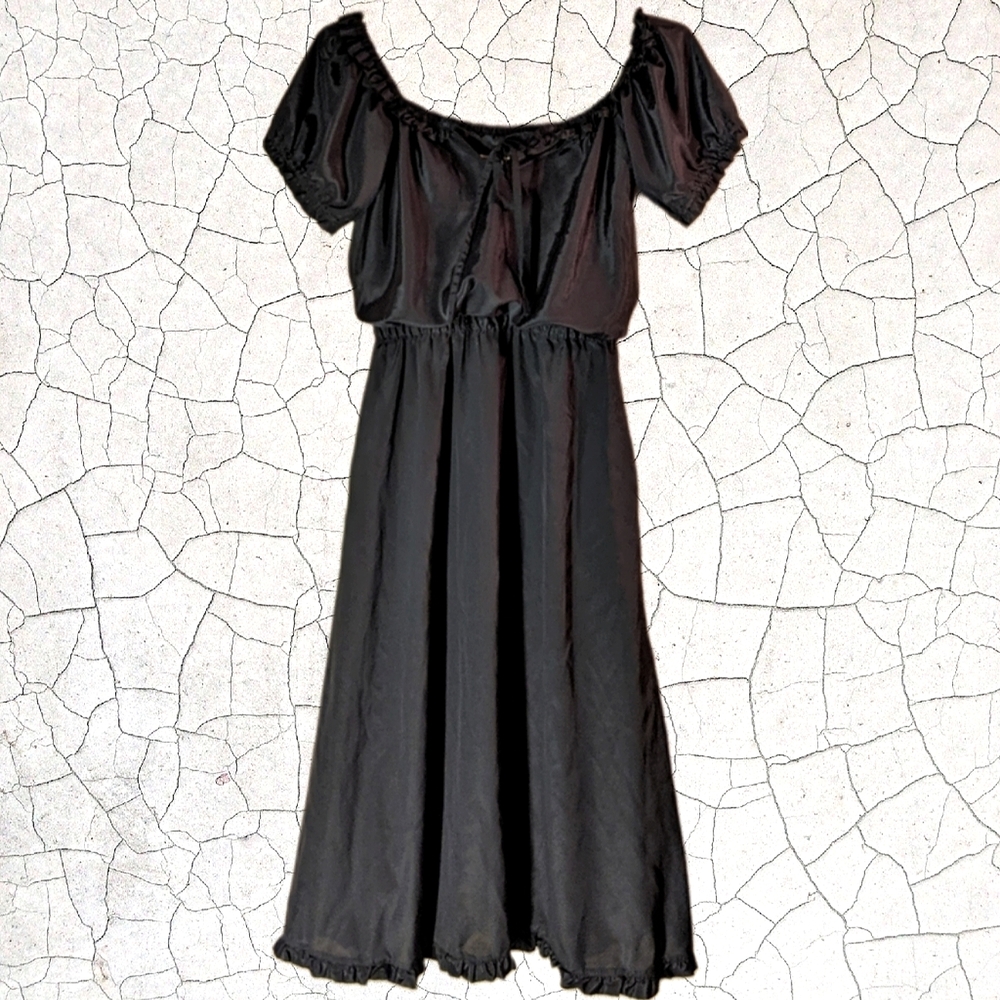 Black Silky Vintage Dress size "9-10" by Max & Lulu California